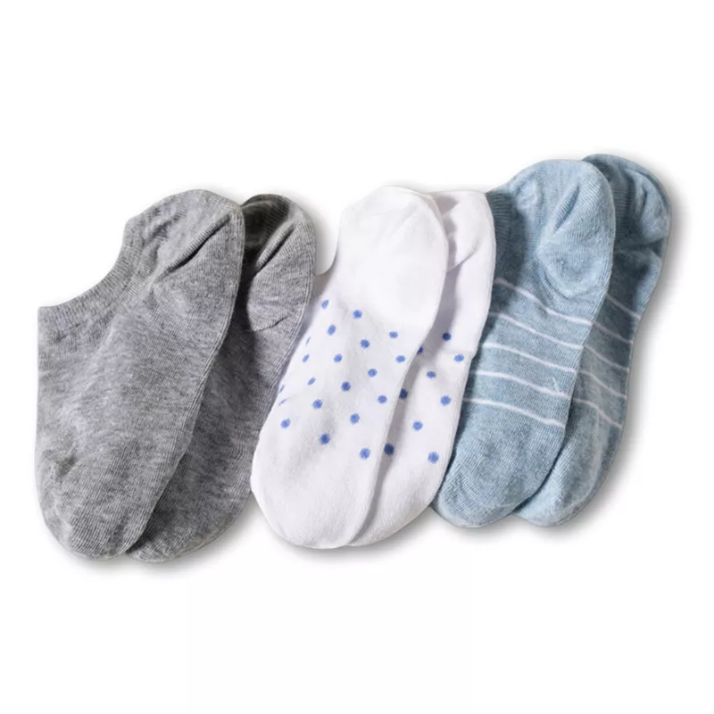 Women's Cotton Patterned No Show Socks 3 Pack, alternative image