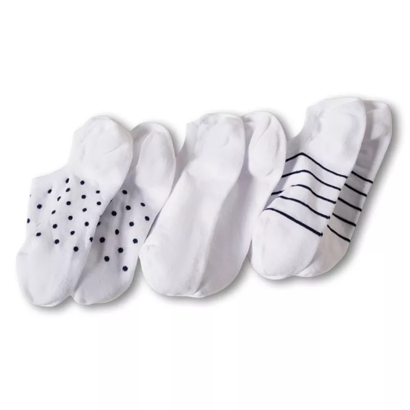 Women's Cotton Patterned No Show Socks 3 Pack, alternative image