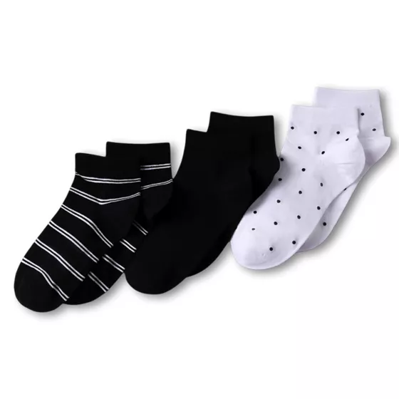 Women's Cotton Multi Print Quarter Crew Socks 3 Pack - primary