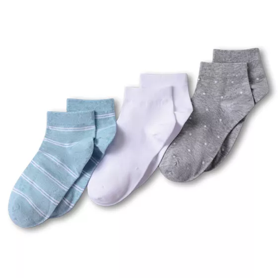 Women's Cotton Multi Print Quarter Crew Socks 3 Pack - primary