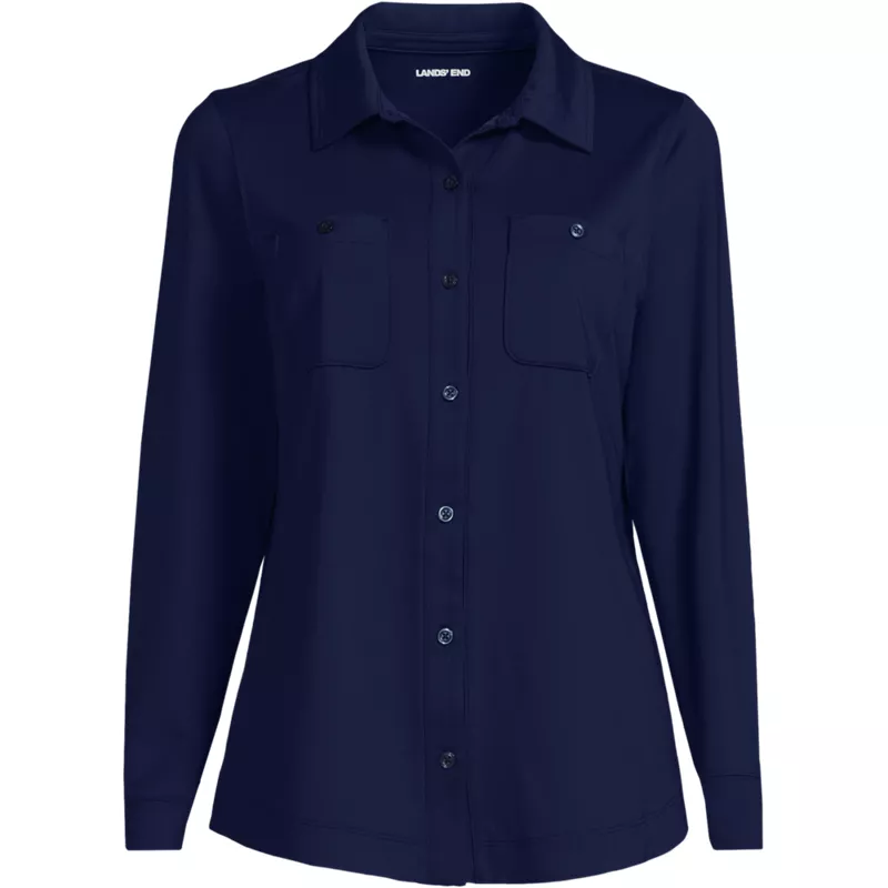 Women's Long Sleeve Button Front Garden Tee - Sunshade UPF 50 Quick Dry, Front