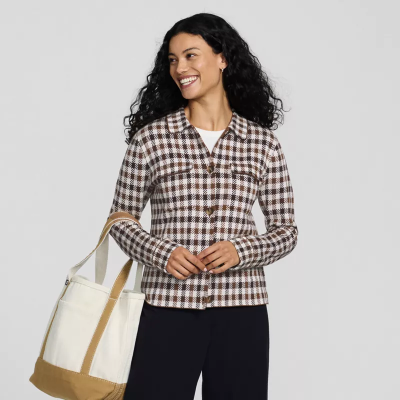 Women's Fine Gauge Cotton Jacquard Sweater Jacket, alternative image