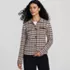 Women's Fine Gauge Cotton Jacquard Sweater Jacket, Front