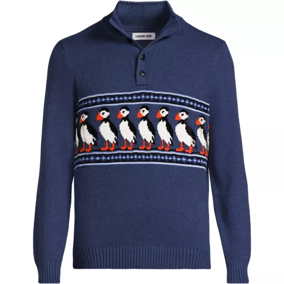 Men's Long Sleeve Drifter Puffin Button Mock Sweater - primary