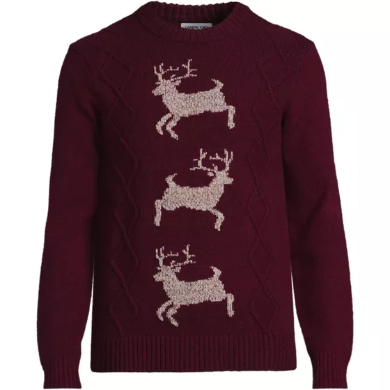 Men's Long Sleeve Cotton Wool Stags Crewneck Sweater - primary
