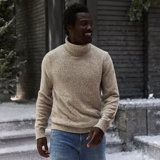 Men's Long Sleeve Cotton Wool Turtleneck Sweater - primary