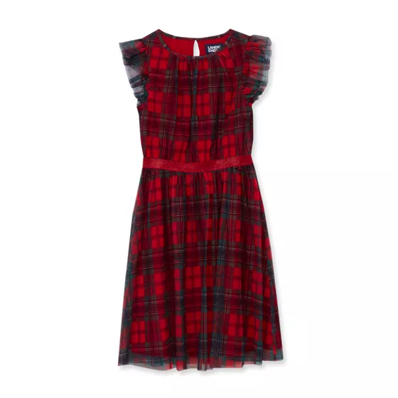 Girls Sleeveless Plaid Dress - primary