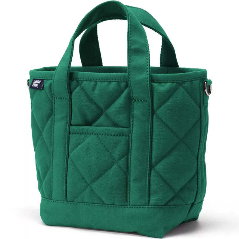 Small Quilted Canvas Open Top Tote, Front