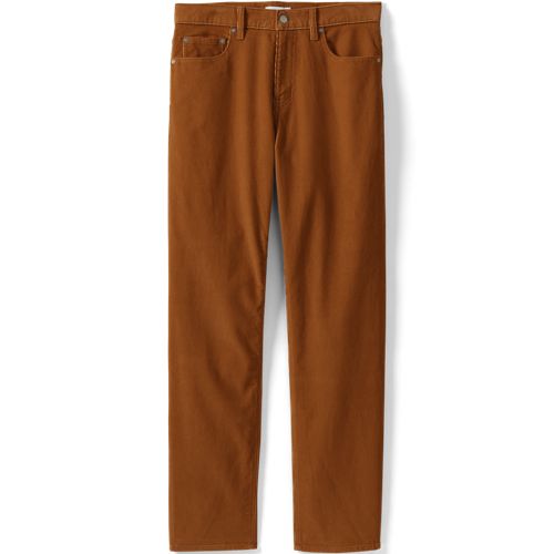 Straight Fit Corduroy Trousers, Men, size: 33 32, regular, Brown, Spandex/Cotton-blend, by Lands' End