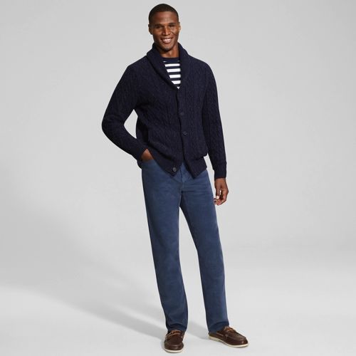 Straight Fit Corduroy Trousers, Men, size: 33 32, regular, Blue, Spandex/Cotton-blend, by Lands' End