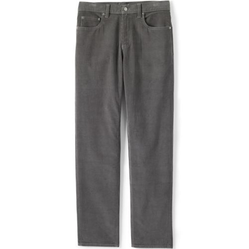 Comfort Waist Classic Fit Corduroy Trousers, Men, size: 33 30, regular, Grey, Spandex/Cotton-blend, by Lands' End