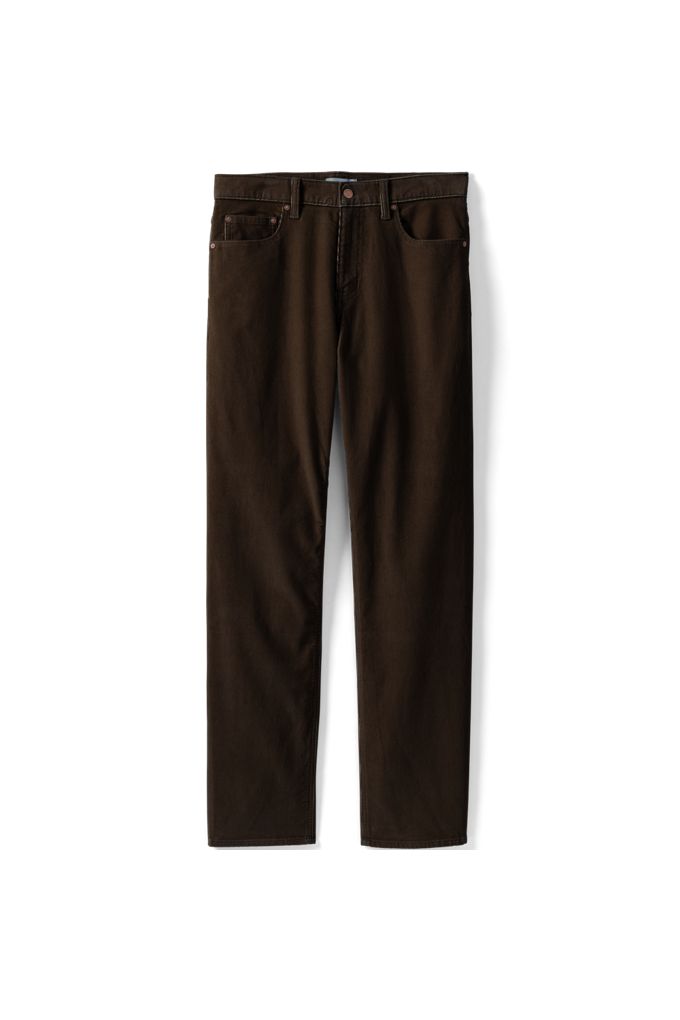 Men's Corduroy Comfort Waist Classic Straight Fit 5 Pocket Pant - Lands' End - Brown - 38 28