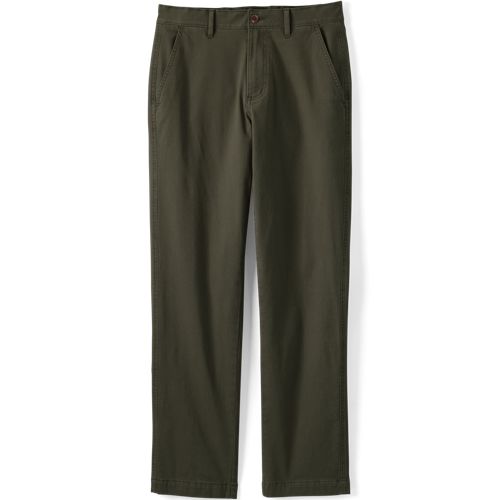 Comfort Waist Classic Fit Flannel Lined Stretch Chinos, Men, size: 32 30, regular, Green, Cotton-blend, by Lands' End