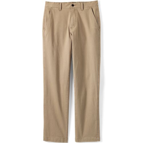 Comfort Waist Classic Fit Flannel Lined Stretch Chinos, Men, size: 36 28, regular, Brown, Cotton-blend, by Lands' End