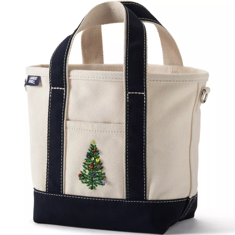 Small Applique Open Top Canvas Tote, Front