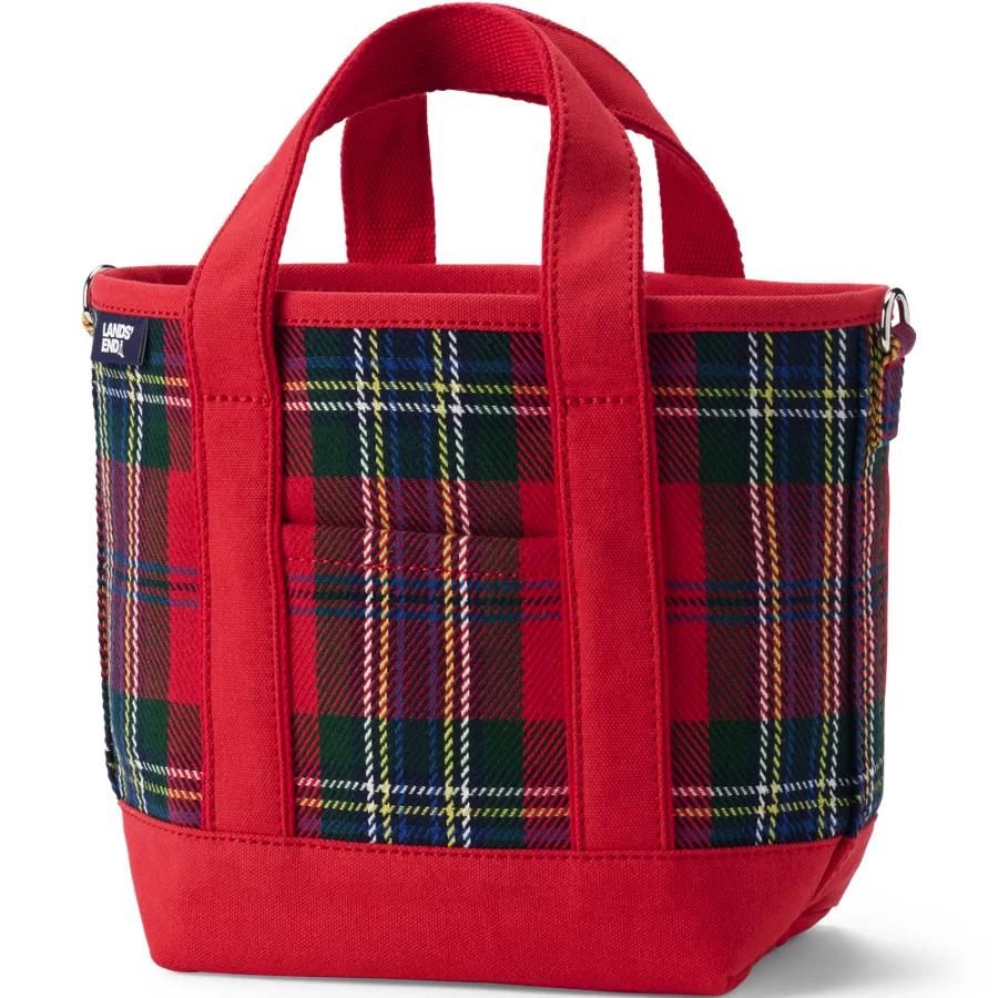 Plaid Open Top Canvas Tote view 2