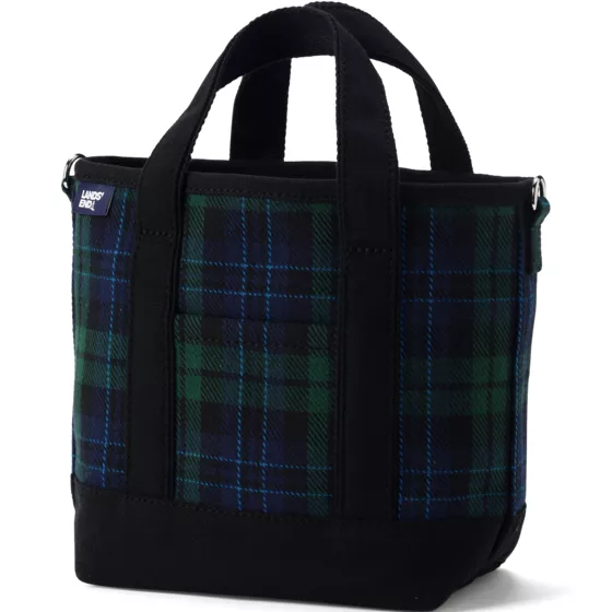 Small Plaid Open Top Canvas Tote - primary
