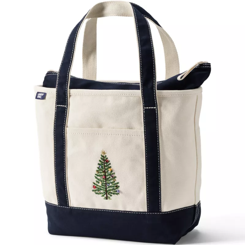 Medium Applique Zip Top Canvas Tote, Front