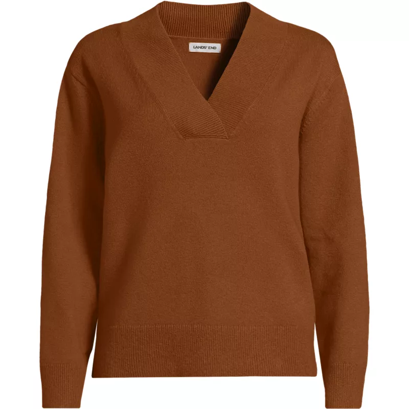 Women's Plus Size CashTouch Deep V-neck Sweater, Front