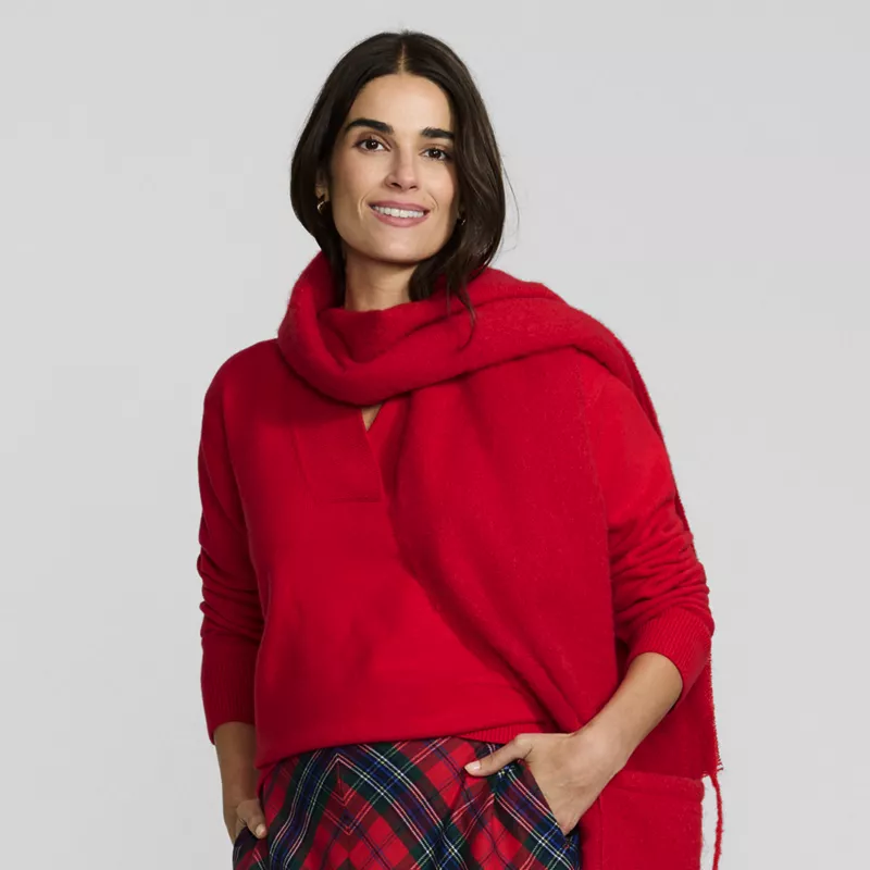 Women's CashTouch Deep V-neck Sweater, alternative image