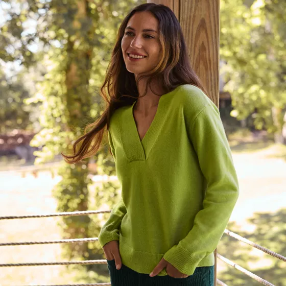 Women's CashTouch Deep V-neck Sweater - primary