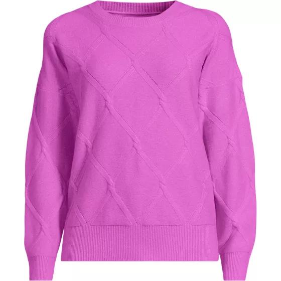 Women's Plus Size CashTouch Perfect Cable Crew Neck Sweater - primary