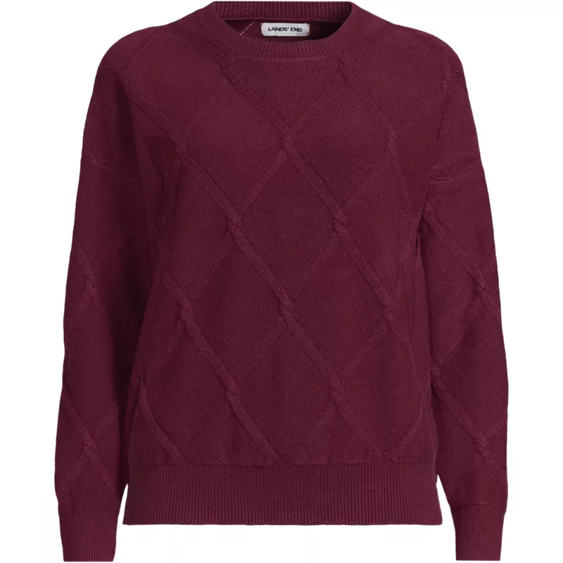 Women's Plus Size CashTouch Perfect Cable Crew Neck Sweater, Front