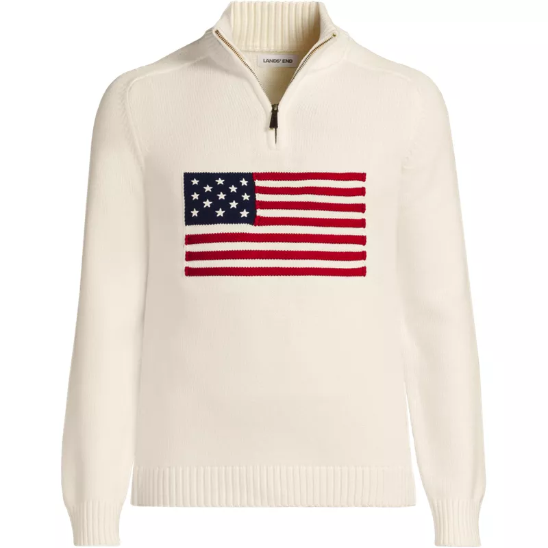 Men's Long Sleeve Drifter Flag Quarter Zip, Front