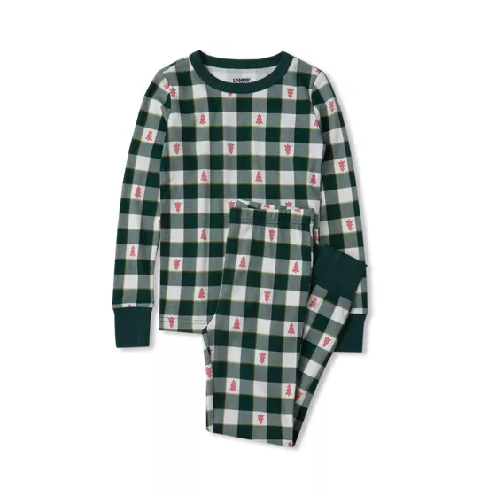 Kids Holiday Long Sleeve Top and Bottom Snug Fit Pajama Set - primary