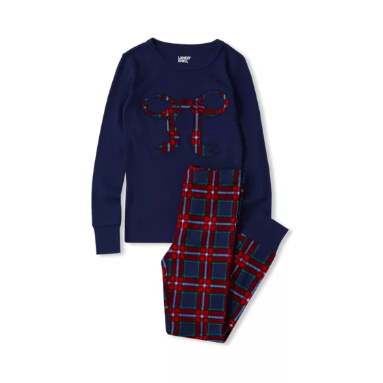 Kids Holiday Long Sleeve Top and Bottom Snug Fit Pajama Set - primary