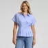 Women's Stretch Poplin Dolman Sleeve Pleated Front Top, Front