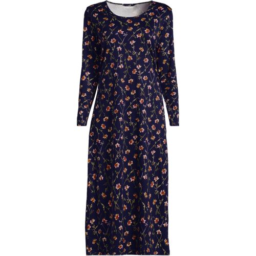 Long Sleeve Supima Cotton Nightdress, Women, size: 3X, plus, Blue, Cotton, by Lands' End
