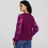 Women's Long Sleeve Cotton Lace Sleeve Crew Tee, Back