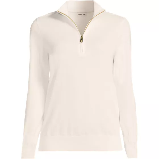 Women's Cotton Mock Neck Quarter Zip Sweater - primary