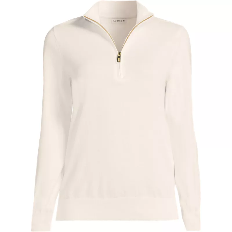 Women's Cotton Mock Neck Quarter Zip Sweater, Front