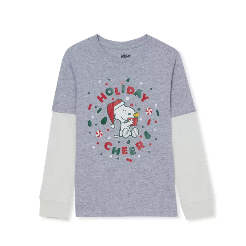 Peanuts™ x Lands' End Boys Long Sleeve Twofer Graphic Tee, alternative image