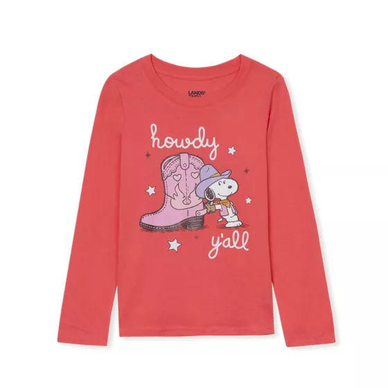 Peanuts™ x Lands' End Girls Long Sleeve Graphic Tee - primary