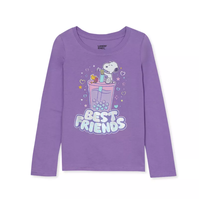 Peanuts™ x Lands' End Girls Long Sleeve Graphic Tee, alternative image