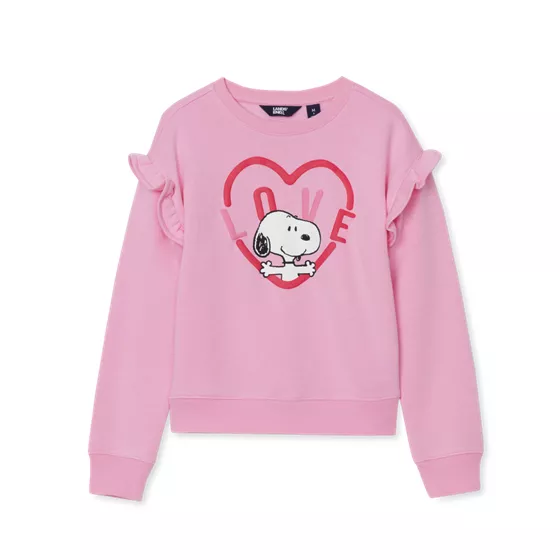 Peanuts™ x Lands' End Girls Long Sleeve Ruffle Sweatshirt - primary