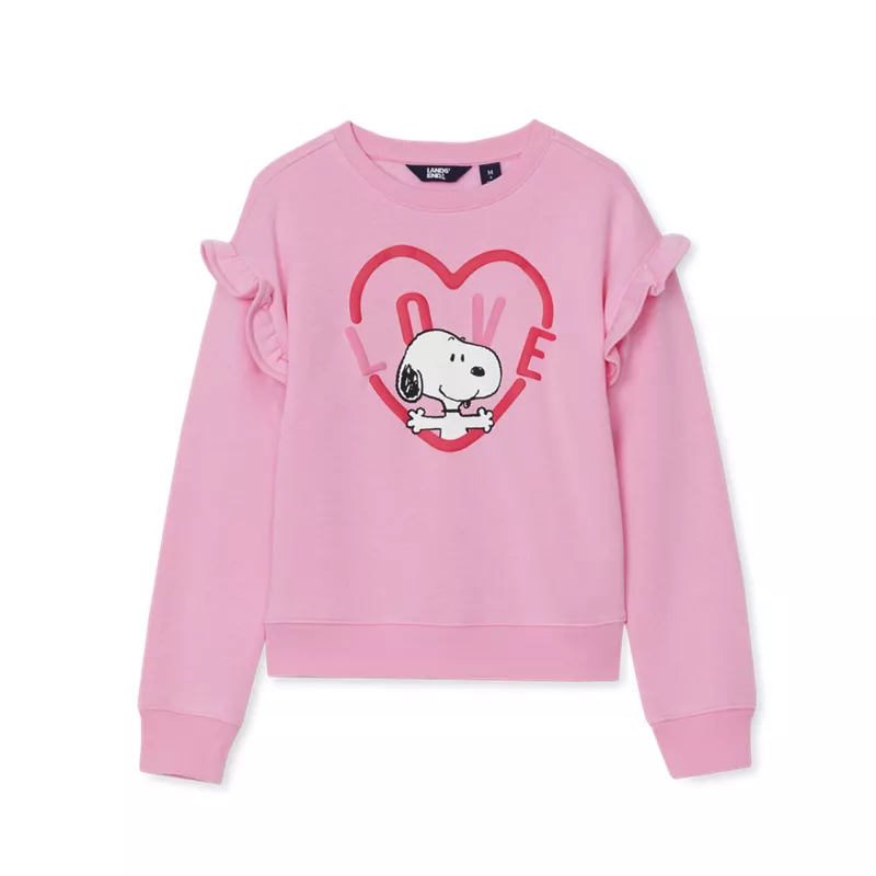 Peanuts™ x Lands' End Girls Long Sleeve Ruffle Sweatshirt, alternative image