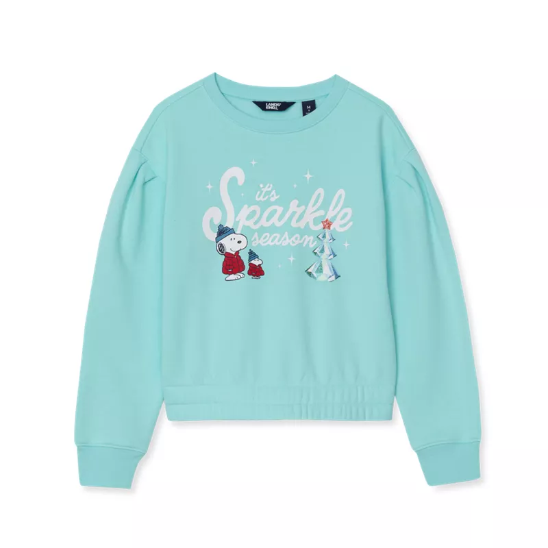 Peanuts™ x Lands' End Girls Crewneck Sweatshirt, alternative image