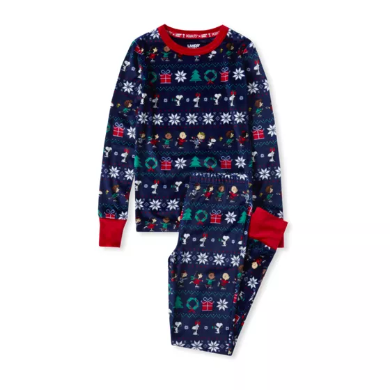 Peanuts™ x Lands' End Kids Velour Snug Fit Pajama Set - primary