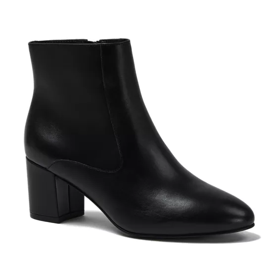 Women's Essential Leather Block Heeled Boots - primary
