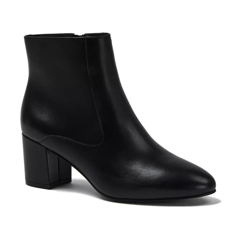 Women's Essential Leather Block Heeled Boots, alternative image
