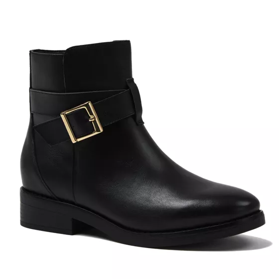 Women's Leather Buckle Boots - primary