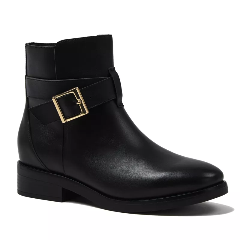 Women's Leather Buckle Boots, alternative image