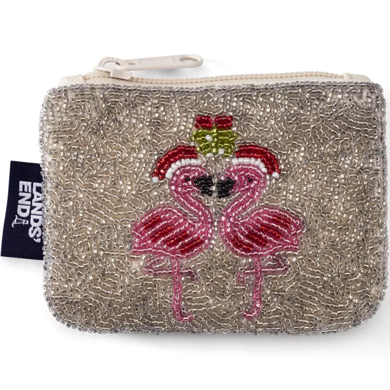 Beaded Canvas Coin Pouch, Front