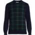 Men's Long Sleeve Fine Gauge Cotton Plaid Crewneck Sweater, Front