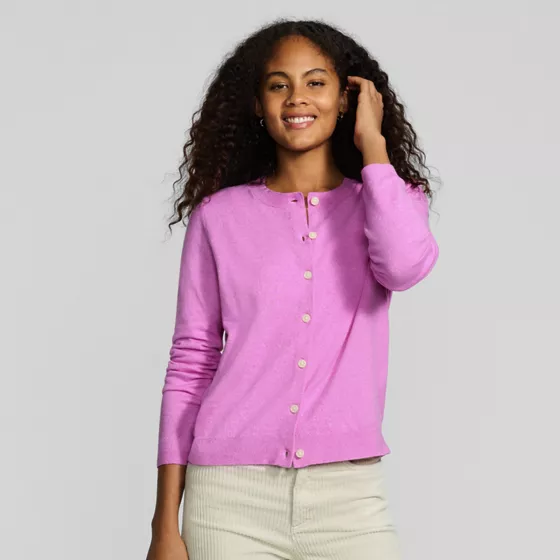 Women's CashTouch Crew Neck Cardigan Sweater - primary