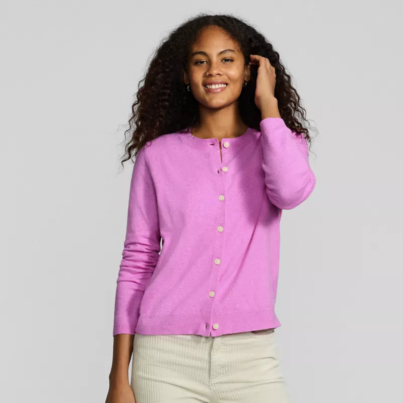 Women's CashTouch Crew Neck Cardigan Sweater, alternative image